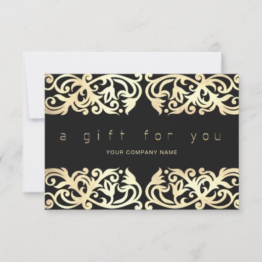 黒いフェイクギフト券の金ゴールドフレームの輝き (正面)