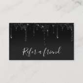 黒いフェイクグリッターカード上の黒い滴り 名刺 (正面)
