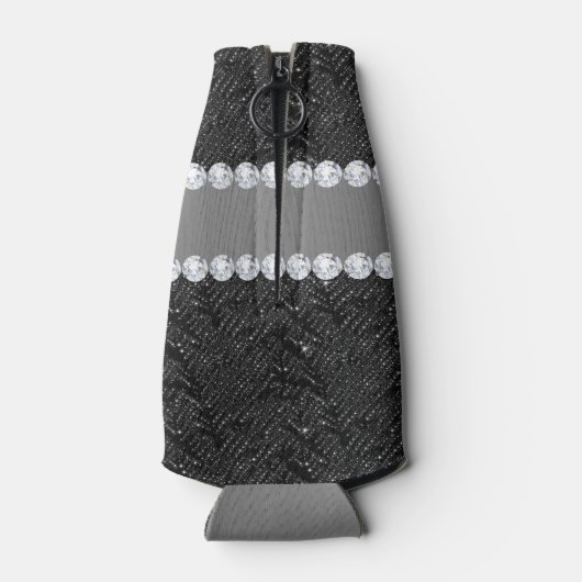 黒いフェイクシークインズスパークルズとダイヤモンド ボトルクーラー (裏面)