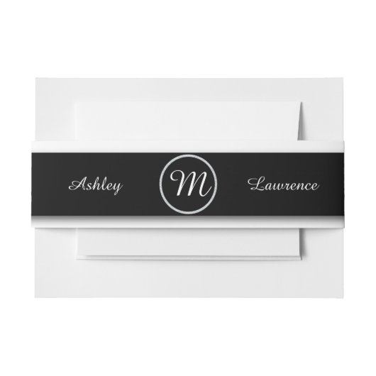 黒いフェイクダイヤパーソナライズされたン結婚フレーム 招待状ベリーバンド (正面例)