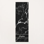 黒いフェイク大理石のテクスチャの名前をカスタムする ヨガマット (正面)