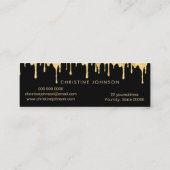 黒いフェイク背景に金ゴールド箔のビーと蜂蜜 スキニー名刺 (裏面)