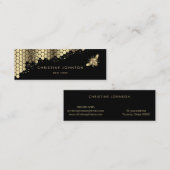 黒いフェイク背景に金ゴールド箔ビー スキニー名刺 (正面/裏面)