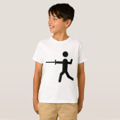 黒いフェンシングの記号のロゴ Tシャツ (正面フル)