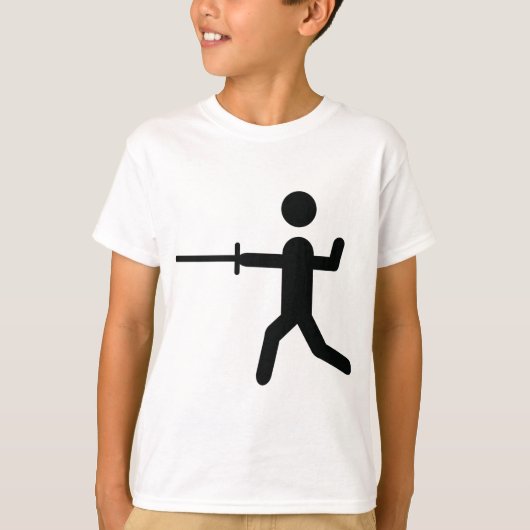 黒いフェンシングの記号のロゴ Tシャツ (正面)