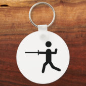 黒いフェンシング記号のロゴ キーホルダー (正面)