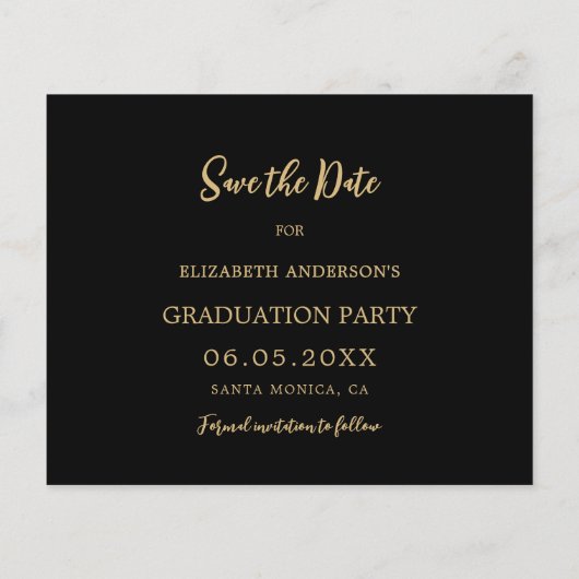 黒いフォトアーチ卒業の日付を保存 チラシ (裏面)