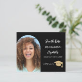 黒いフォトアーチ卒業式Dateカードを保存 (スタンド正面)