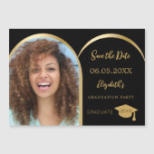 黒いフォトアーチ卒業式Dateカードを保存 マグネット招待状 (正面)