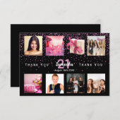黒いフォトコラージュの誕生日サンキューカード (正面/裏面)