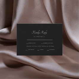 黒いフォーマルディナーオプションRSVP 出欠カード