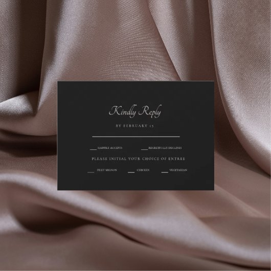 黒いフォーマルディナーオプションRSVP 出欠カード