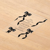 黒いフォーマルリボンエレガントな結婚式 アクリル招待状 (レイダウン)