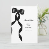 黒いフォーマルリボンエレガントな結婚式 サンキューカード (スタンド正面)