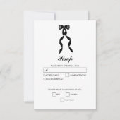 黒いフォーマルリボンエレガントな結婚式 出欠カード (正面)