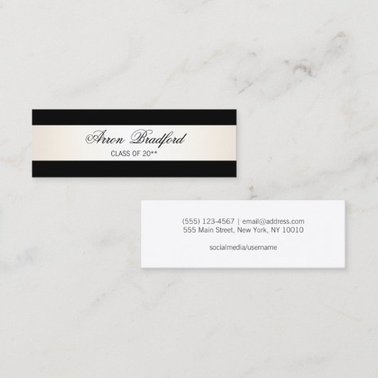 黒いフォーマル卒業名カードエンクロージャ コーリングカード (正面/裏面)