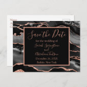 黒いフォーマルAgate日付はがきを保存 ポストカード (正面/裏面)