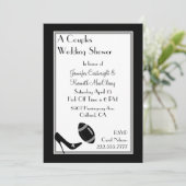 黒いフットボールはウェディングシャワーの招待状をつなぎます 招待状 (スタンド正面)