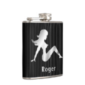 黒いフラスコで並ぶ泥の折り返しの女の子 フラスク (右)