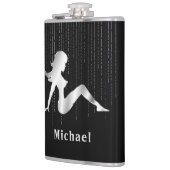 黒いフラスコの泥の折り返しの女の子の薄いビーズ フラスク (左)