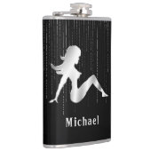 黒いフラスコの泥の折り返しの女の子の薄いビーズ フラスク (右)