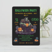 🖤 黒いフランケンシュタイン ハロウィンパーティーの招待状 招待状 (スタンド正面)