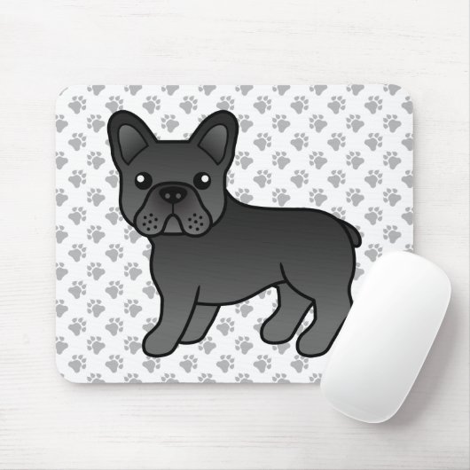 黒いフランスのブルドッグかわいい漫画の犬 マウスパッド (マウス)