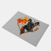 黒いフランスのブルドッグ私は幸せな秋ハートlea ドアマット (アングル)