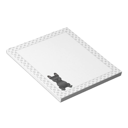 黒いフランスのブルドッグ/フランスの漫画の犬と手 ノートパッド (アングル)