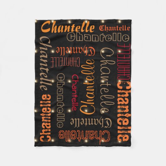 黒いフリースブランケットの名前のコラージュ夜星 フリースブランケット (正面)