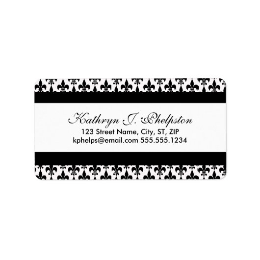 黒いフルーアデリスのアドパーソナライズされたレス ラベル (正面)