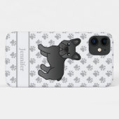 黒いフレンチブルドッグのかわいいキャラクター犬と名前 Case-Mate iPhoneケース (裏面(横))