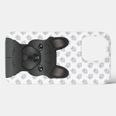 黒いフレンチブルドッグのキャラクター犬と足跡デザイン Case-Mate iPhoneケース (裏面 (横))