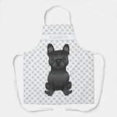 黒いフレンチ・ブルドッグのキャラクター 犬+名前 エプロン (正面)