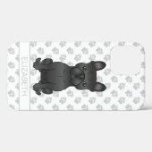 黒いフレンチ・ブルドッグのキャラクター 犬+名前 Case-Mate iPhoneケース (裏面 (横))