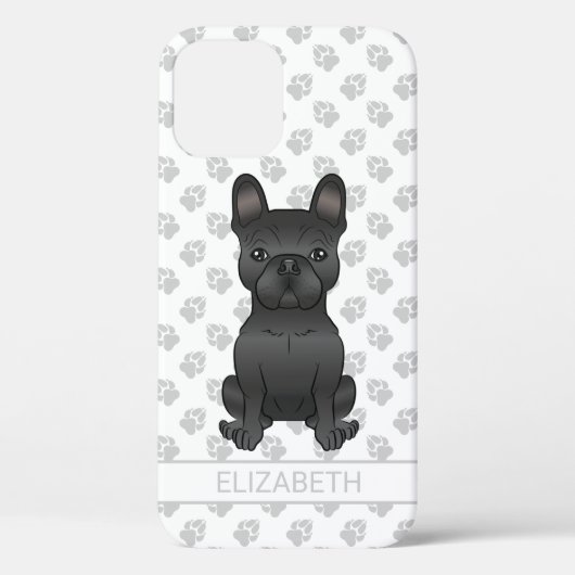 黒いフレンチ・ブルドッグのキャラクター 犬+名前 Case-Mate iPhoneケース (裏面)