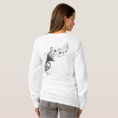 黒いフレンチ・ホルンの真鍮のミュージシャンの音楽祭 Tシャツ (裏面フル)