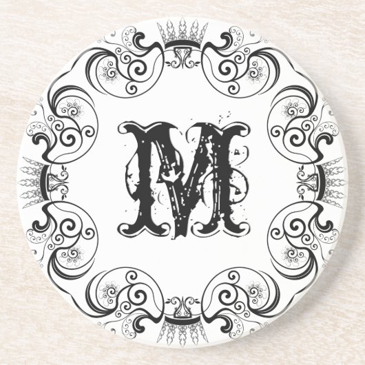 黒いフレームとオーバーサイズモノグラム コースター (正面)