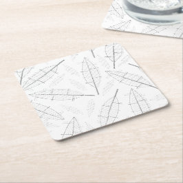 黒いフレームに白い背景とライン スクエアペーパーコースター