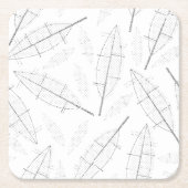 黒いフレームに白い背景とライン スクエアペーパーコースター (正面)