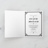 黒いフレームのアールデコの写真の結婚式の折目の招待 招待状 (内部)