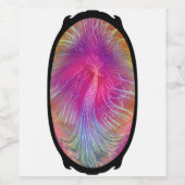 黒いフレームの楕円形の虹の渦巻きツリー ワインラベル (シングルラベル)