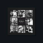 黒いフレームモノグラムのフォトコラージュ キャンバスプリント<br><div class="desc">家族の写真、モノグラム、または任意の文字を追加。</div>