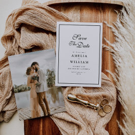 黒いフレーム書道結婚式の日付を保存 セーブザデート