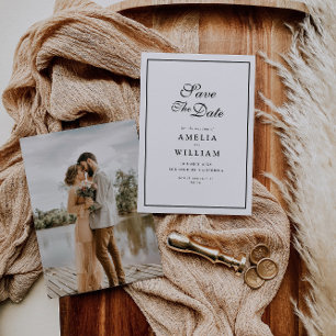 黒いフレーム書道結婚式の日付を保存 セーブザデート