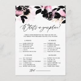 黒いフローラあなたの電話ブライダルシャワー エンクロージャーカード