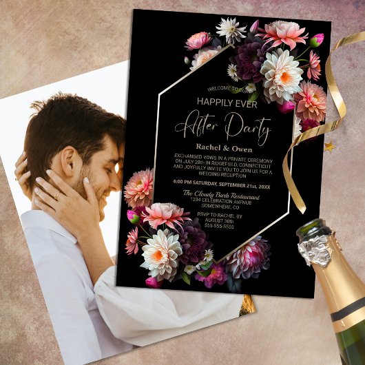 黒いフローラが結婚披露宴の後ずっと幸せに 招待状