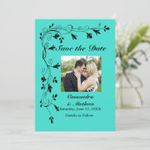 黒いフローラつる植物のターコイズまたは救色の日付 セーブザデート (スタンド正面)