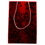 黒いフローラにルビーレッド鮮やかエレガント ミディアムペーパーバッグ (裏面)
