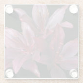 黒いフローラに濃い赤アジアのユリ ガラスコースター (裏面)